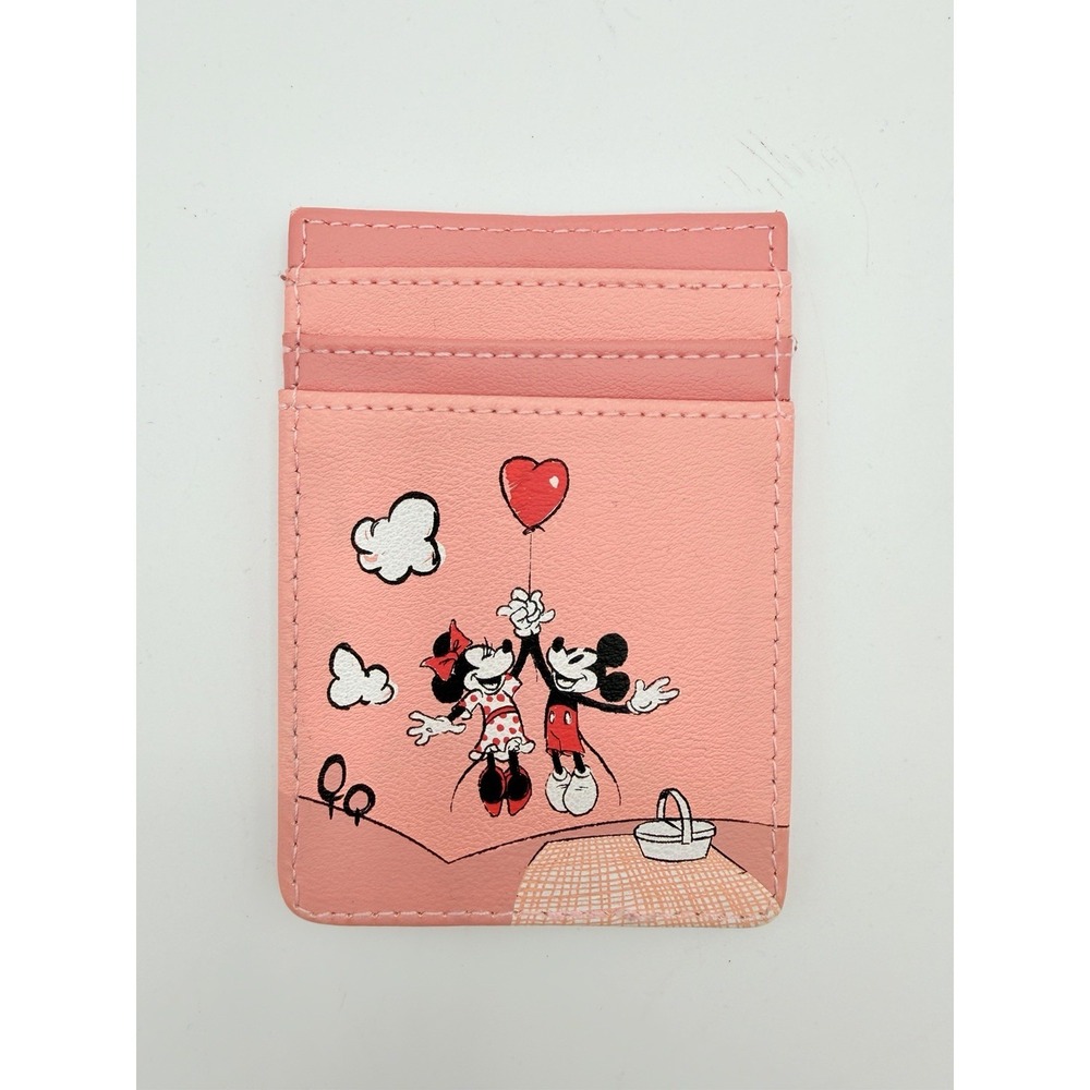 Loungefly Disney Mickey and Minnie Valentine Balloon Cardholder Pink